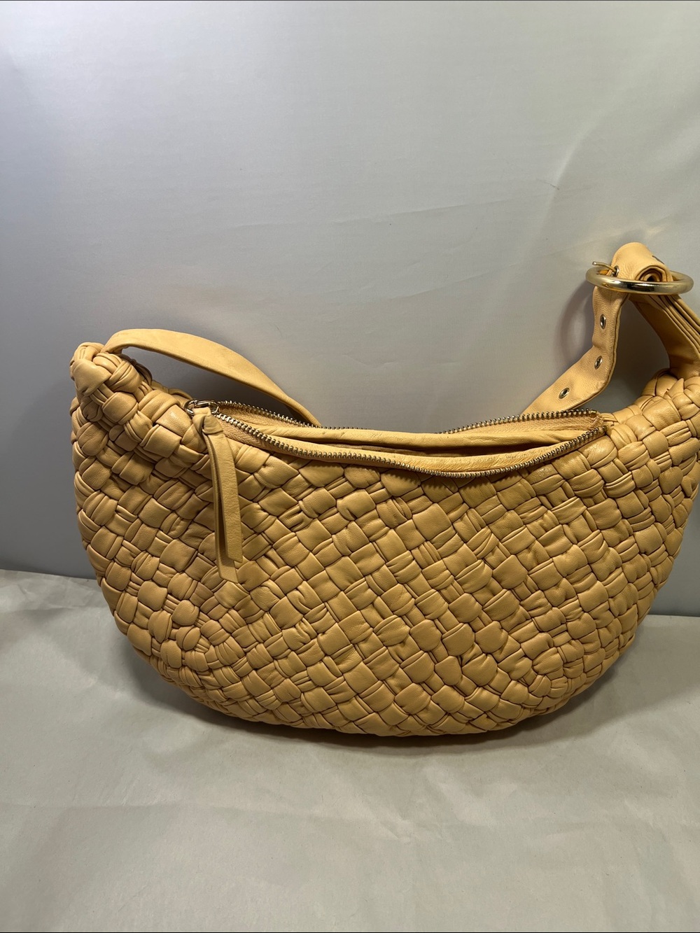 Anthropologie Woven Hobo Bag in Mustard - Picture 2 of 5